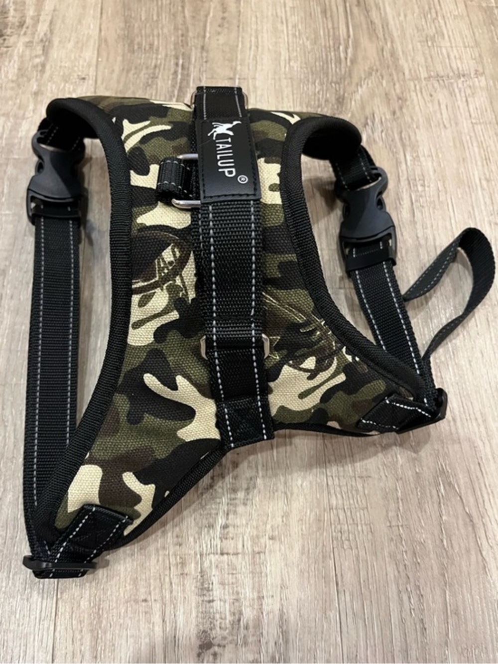 Tail Up Dog Harness - Green Camo Patterned Large